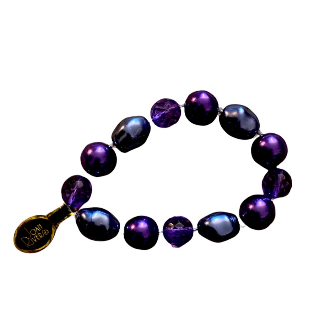 Joan Rivers rare purple glass bead bracelet